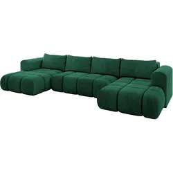 WOHNLANDSCHAFT CLOUD-U 405x185x90 Dunkelgrün Velours