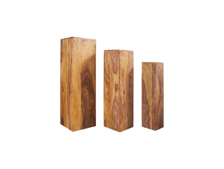 3er Set Deko- und Blumensäule „Makassar“ aus Massivholz (3 Stück) Natural Invicta Interiors