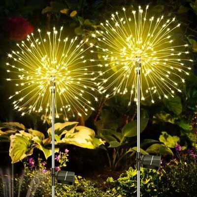Uplift Picks Solar Fireworks Garden Lights Waterproof Outdoor Lawn Decoration warm 4 Pcs 60 Led