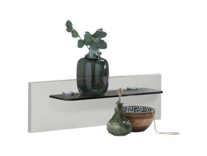 Dieter Knoll Nachtkommodenpaneel, Grau, Weiß, Glas, 40x20x12 cm, ISO 9001, Made in Germany, Schlafzimmer, Nachttische