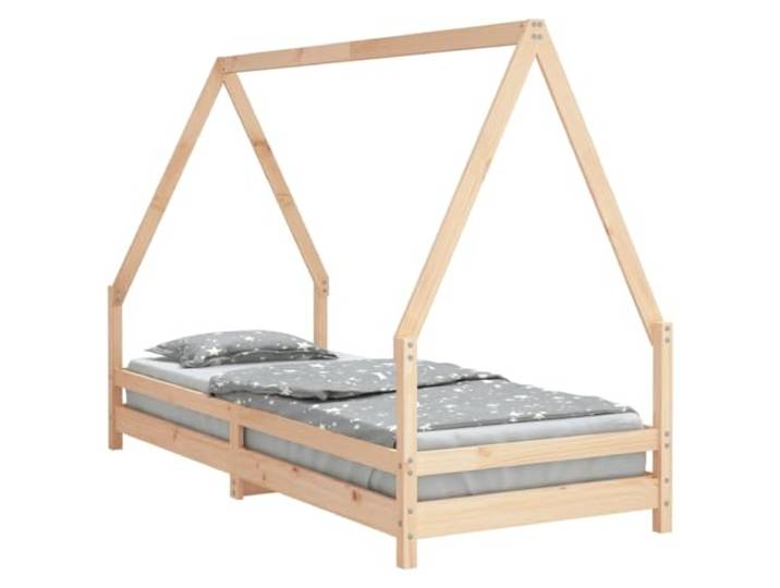 FDSAQOPT 80x200 cm Massivholz Kiefer Hausbett Massive Kiefer, gerade Maserung, Astlöcher, Holzlatten, Hausbett-Design, niedrige Einstiegshöhe, Matratze nicht enthalten