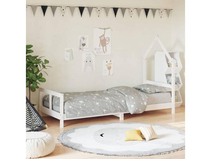 Blanc Structure de lit enfant(1 pc)：80x200 cm - Design classique - Structure de lit pour enfants - blanc 80x200 cm - boi7073
