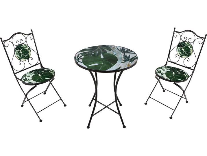 AXI Amélie Table et chaises bistrot\, 2 Chaises 1 Table\, Ensemble Bistro Extérieur Vert Tropical Salon De Jardin Bistrot\, Table Bistrot Mosaique