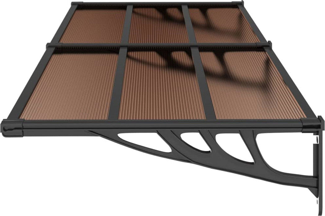 Dakota Fields 90cm D Polycarbonate Cover Retractable Door / Window Awning Black/Brown 27.5cm H x 239cm W x 90cm D
