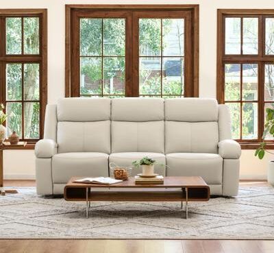 Spruce & Spring Hadlee Genuine Leather Reclining Sofa with Console