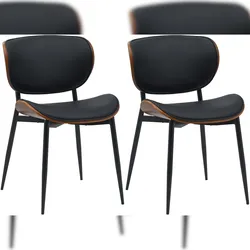 CLP 2er Set Esszimmerstuhl Enid Kunstleder- oder Stoffbezug walnuss/schwarz/Kunstleder