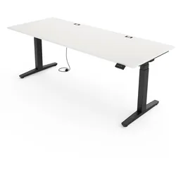 Yaasa Desk Expert, Weiß/Schwarz, 200x80 cm - Höhenverstellbarer Schreibtisch