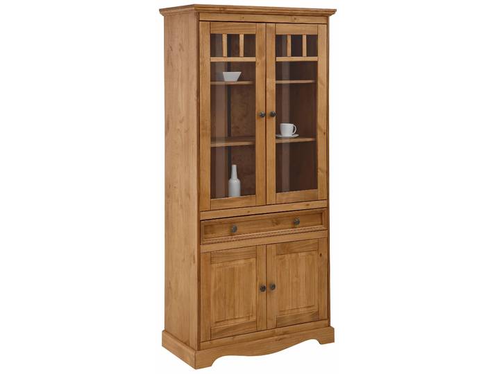 Vitrine OTTO HOME Melissa , beige (natur gebeizt, gewachst), Schränke, Vitrine, Höhe 190 cm