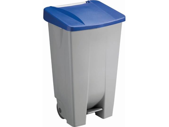 Sunware Papierkorb Abfallcontainer Kunststoff 120l grau mit blauem Deckel