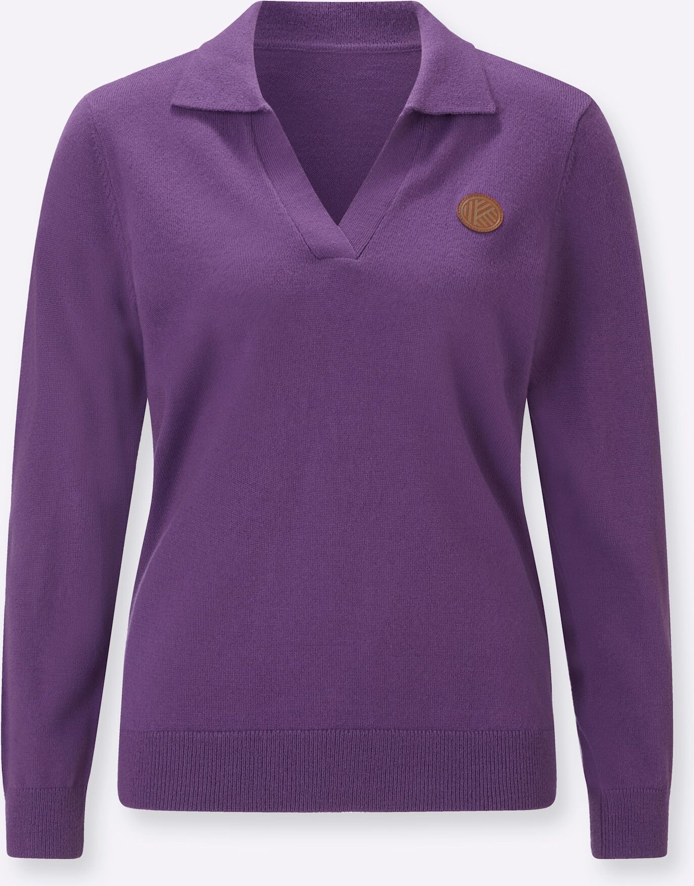 Polokragenpullover CLASSIC BASICS "Pullover", Damen, Gr. 42, lila, 100% Polyacryl, unifarben, Pullover Polokragenpullover lila 42