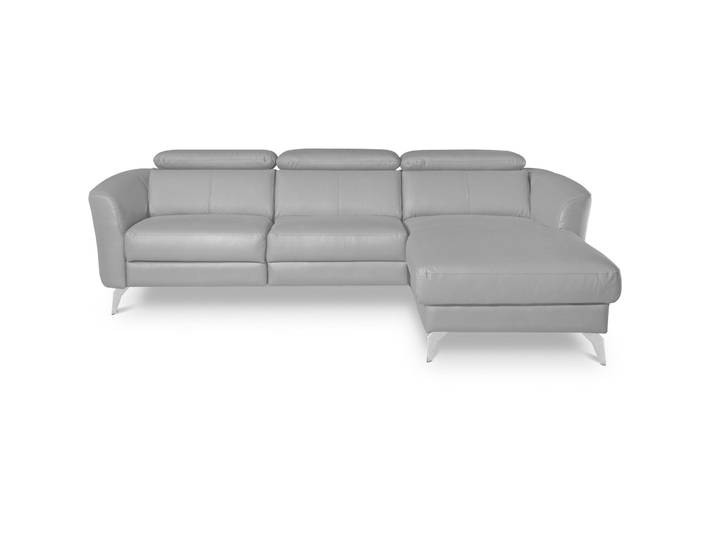Exklusives Ecksofa Simba Leder Platin B 261 cm T 183 cm - Material: 100% Echtleder + Korpus Lederlook - Ecksofa
