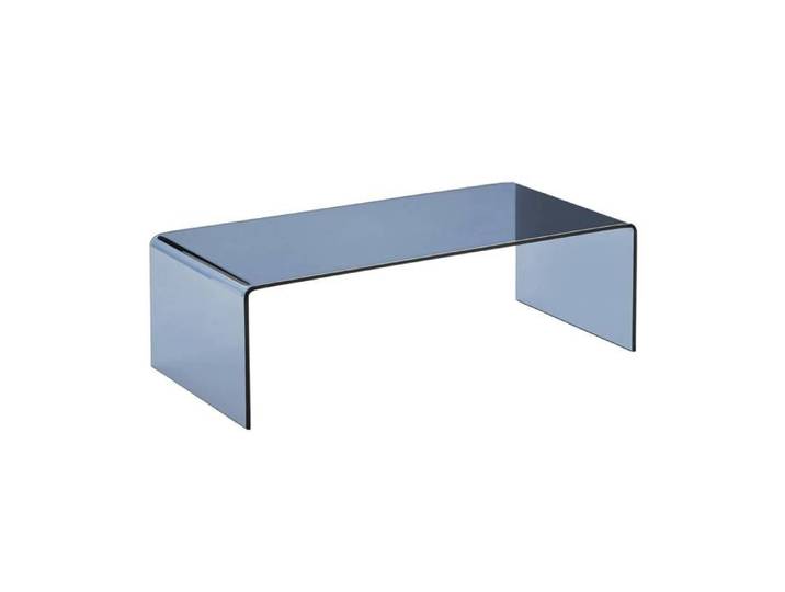 Table basse rectangulaire en verre trempé 110cm bleu gris - Glintz