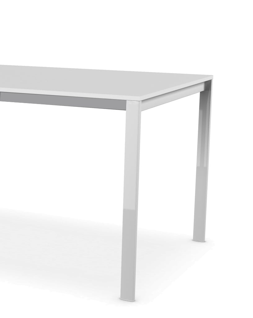 Kristalia be-Easy Fenix-NTM® Indoor Tisch ausziehbar (Tischplatte weiß Kos 0032,... Tischplatte weiß Kos 0032, Beine weiß lackierter Stahl | 79 x 123 / 163 / 203cm 01BEA01