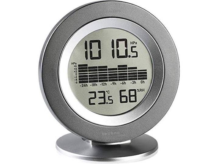techno line Mobile Alerts Luftdruckmesser/Barometer MA10238 mit Innentemperatur, Silber-Anthrazit