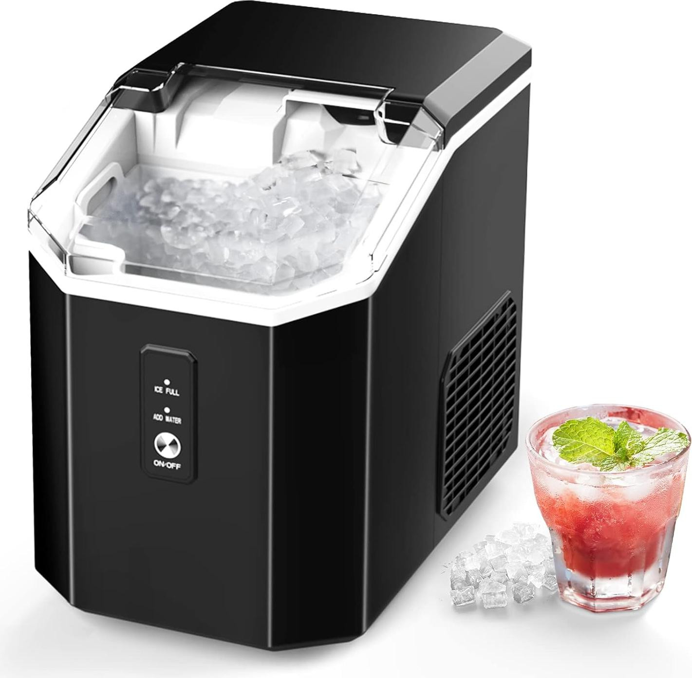 Draagbare ijsmachine met zelfreinigende functie, zwart, produceert 16 kg ijs per 24 uur