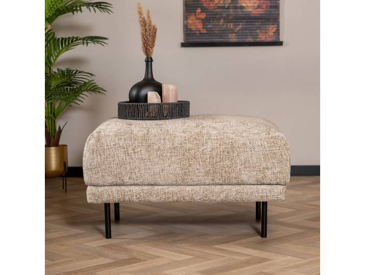 Bronx71 Chenille Hocker Denver rechteckig taupe