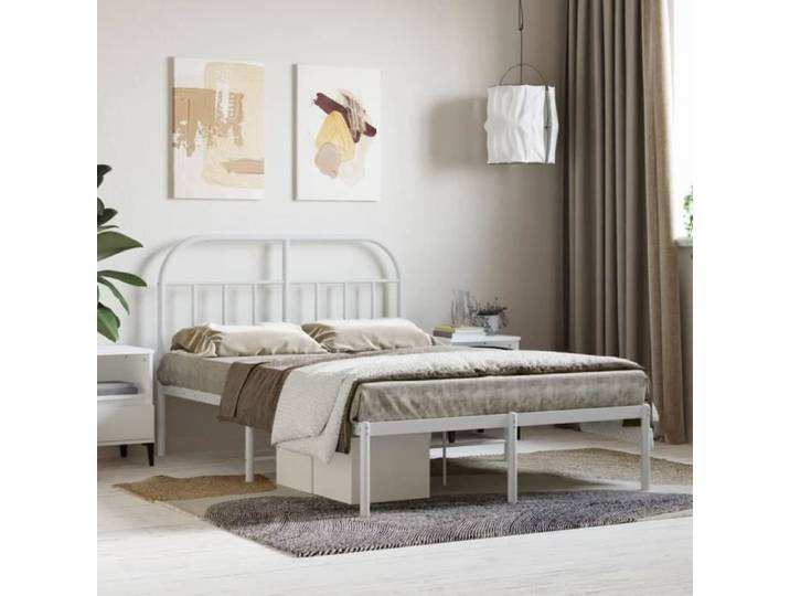 Cadre de lit - FAFEICY - 120x190 cm - Métal blanc - Design classique - Montage requis