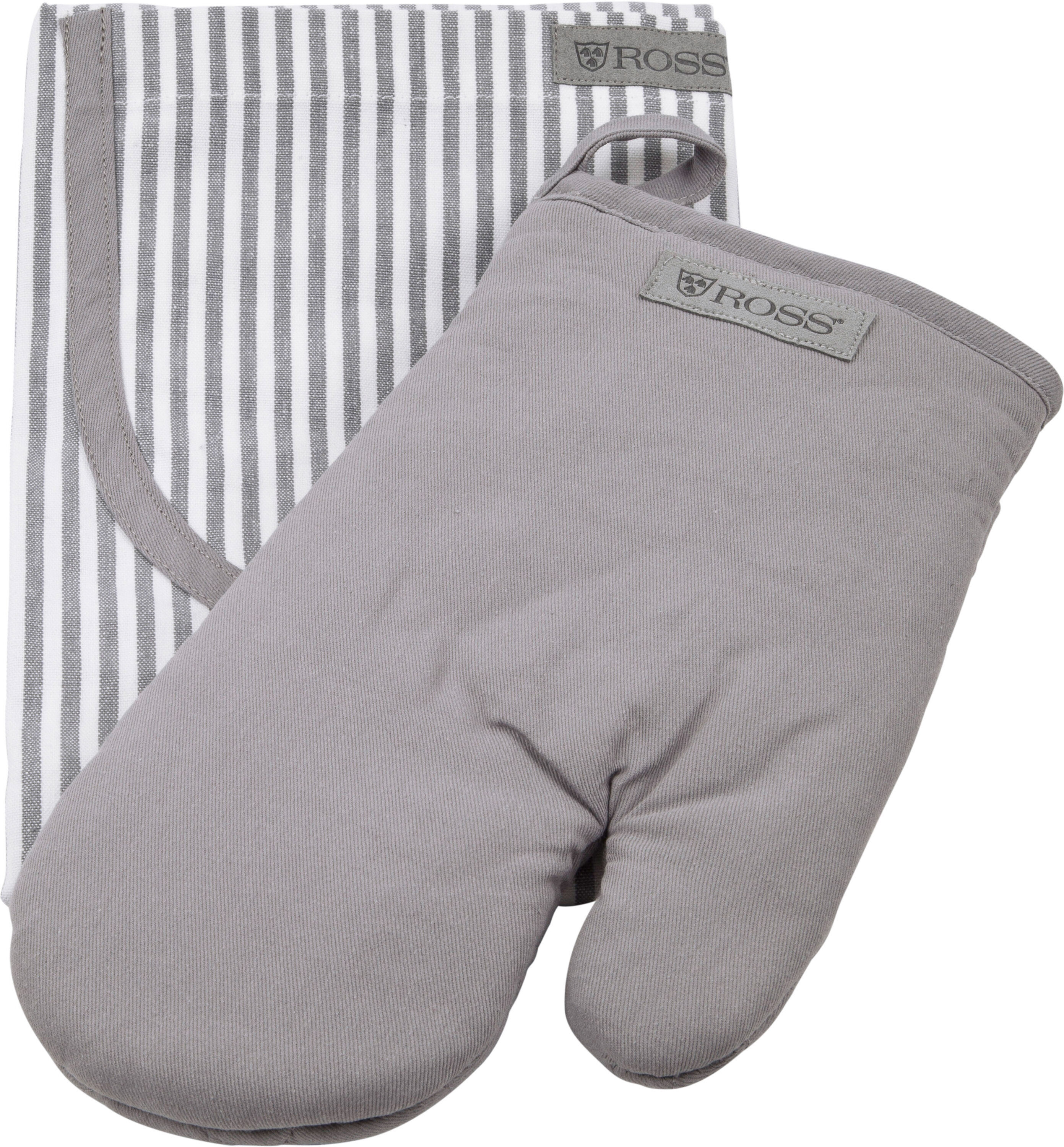 Grillhandschuhe ROSS "Exclusiv", silber (silberfarben), 100% Baumwolle, Topflappen, Grillhandschuhe, inkl. Latzschürze, 100% Baumwolle silberfarben Einheitsgröße