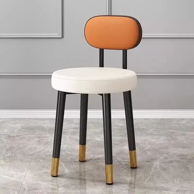 Inspire Daily Merch Breathable Creative Dining Chair, Home Light Luxury Dining Table And Chair, Soft Packaging Bedroom Dressing Chair orange White