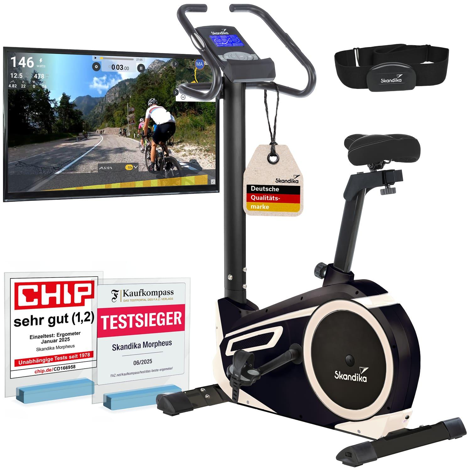 Ergometer Skandika Morpheus mit App Steuerung und Street View Funktion- Heimtrainer, Indoor fahrrad