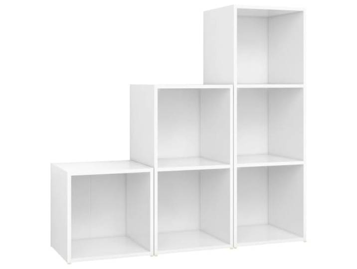 Roanoer 3-TLG. TV-Schrank-Set Weiß Modulares Lowboard Holzwerkstoff Flexibles 3er Set für Wohnzimmer und Schlafzimmer, horizontal oder vertikal stellbar mit viel Stauraum.