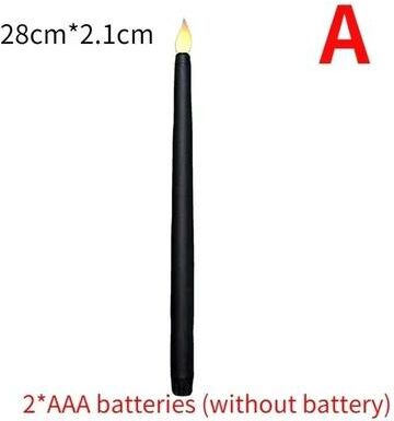 Uplifted Finds Long Flameless LED Taper Candles Battery Operated Pointed Flickering Lights For Christmas Church Decor a black 4 Pcs