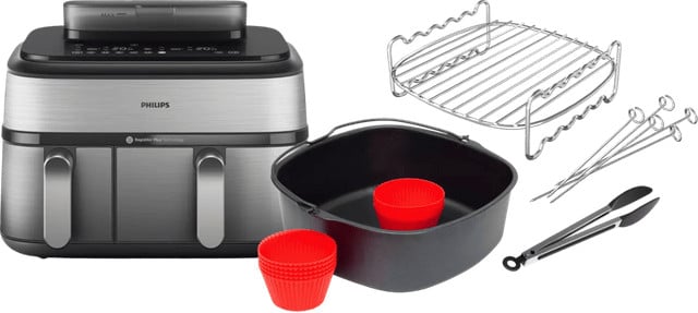 Philips 5000 Series Dual Basket NA555/00 met dubbellaagse kookset en bakmeesterset
