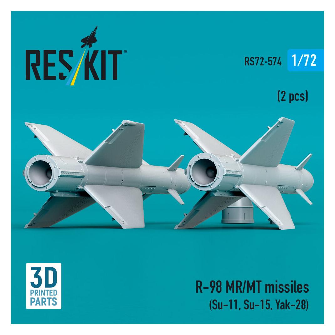 ResKit R-98 MR/MT missiles (2 pcs) (Su-11, Su-15, Yak-28) (3D Printed) (RS72-0574)