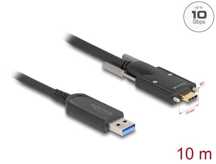 Delock Actieve optische USB-kabel, USB Type-A naar USB Type-C, 10 Gbps, 10 meter