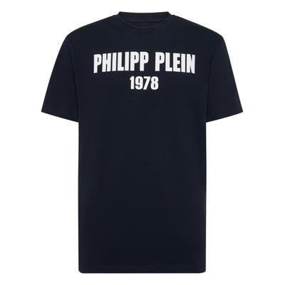 T-Shirt PHILIPP PLEIN "Kurzarm-Rundhals-T-Shirt", Herren, Gr. M, 24, navy, Obermaterial: 100% Baumwolle, Shirts T-Shirt