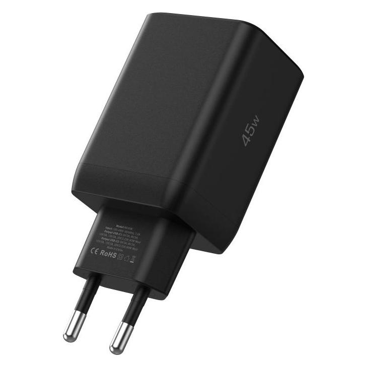 Tech-Protect NC45W-GAN 2-PORT PD45W wall charger - black (45 W, 2 Ports) (26698-0)