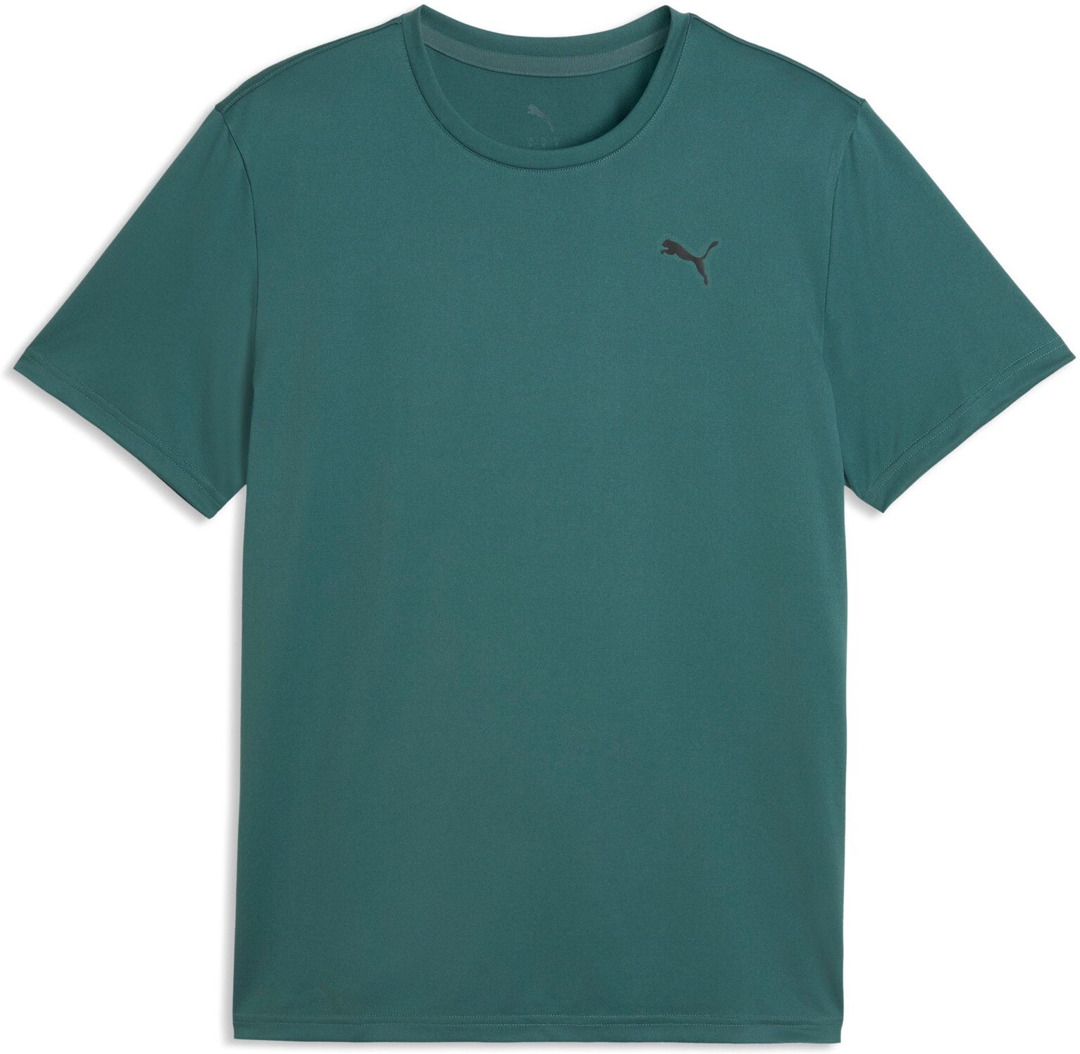 Trainingsshirt PUMA "M TAD ESSENTIALS SOLID CAT TEE LC SMALL CAT", Herren, Gr. XL, grün (herb garden), Jersey, Obermaterial: 100% Polyester, regular fit normal, Rundhals, Shirts Trainingsshirt, ergonomischer Schnitt, Kurzarm, Trainings-T-Shirt herb garden