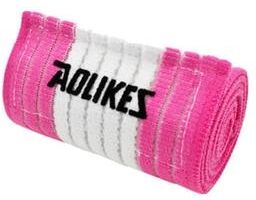 Inspired Finds AOLIKES Adjustable Sweat Absorbent Fitness Wrist Wrap pink With White
