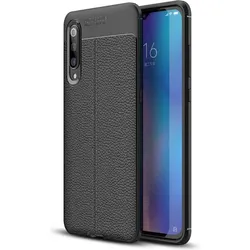 Screenguard Xiaomi Mi 9 Hülle Leather Design TPU Cover (Xiaomi Mi 9), Smartphone Hülle, Schwarz