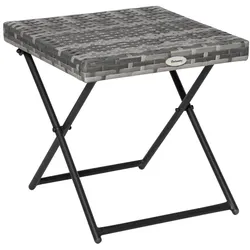 Outsunny Polyrattan Beistelltisch klappbar Couchtisch Gartenmöbel Falttisch Metall Grau 40 x 40 x 40 cm