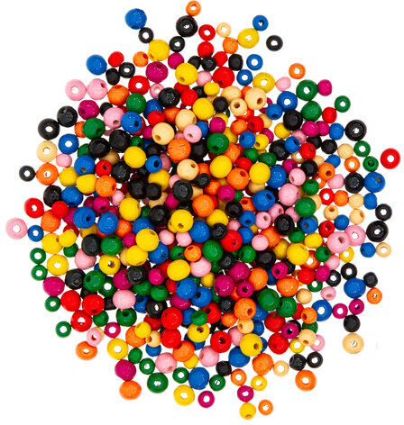 Holzperlenmix, groß, 6–8 mm, 50 g