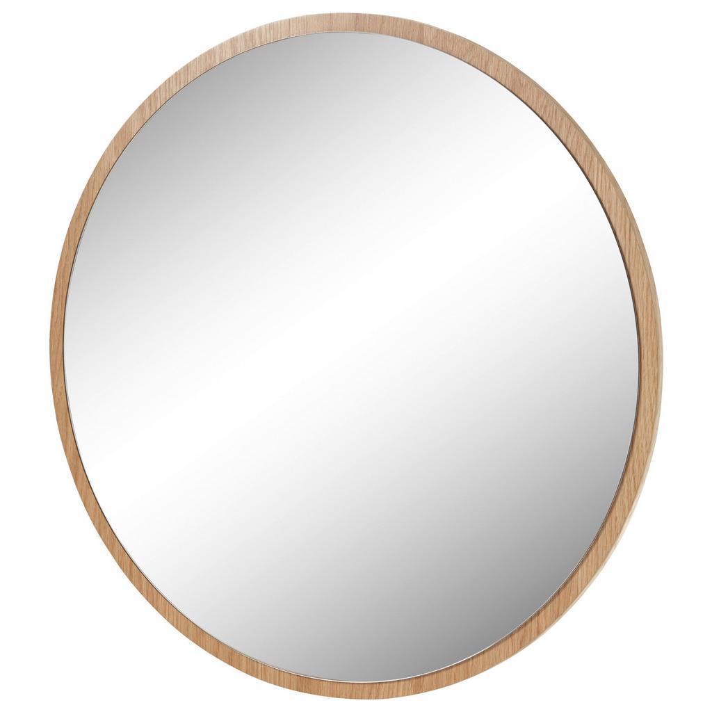 Mid.you Wandspiegel , Eichefarben , Holz, Glas , Asteiche,Asteiche , furniert,furniert , rund , 75x75x2 cm , Spiegel, Wandspiegel