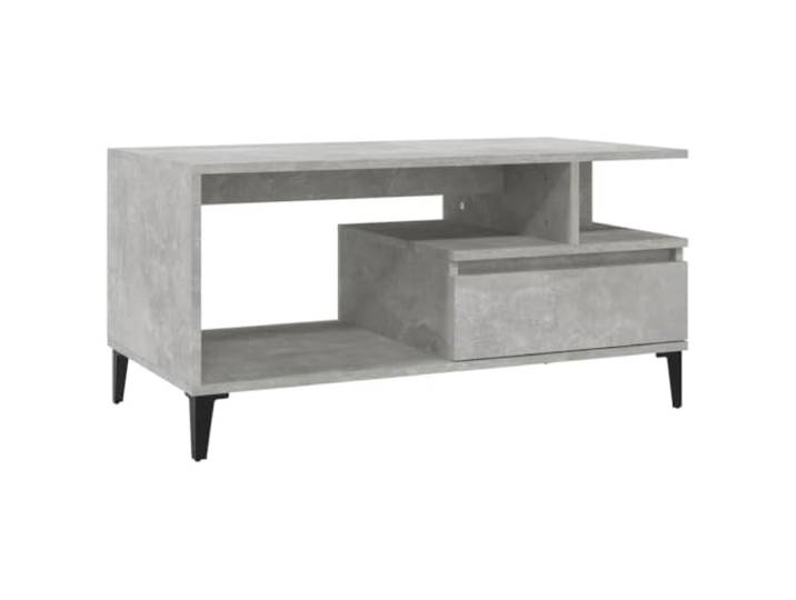 LASWWQMRF Couchtisch Betongrau 90x49x45 cm Holzwerkstoff Metallbeine Eleganter Sofatisch im Industrie-Design mit geräumiger Ablage für Zeitschriften und Snacks im modernen Wohnzimmer.