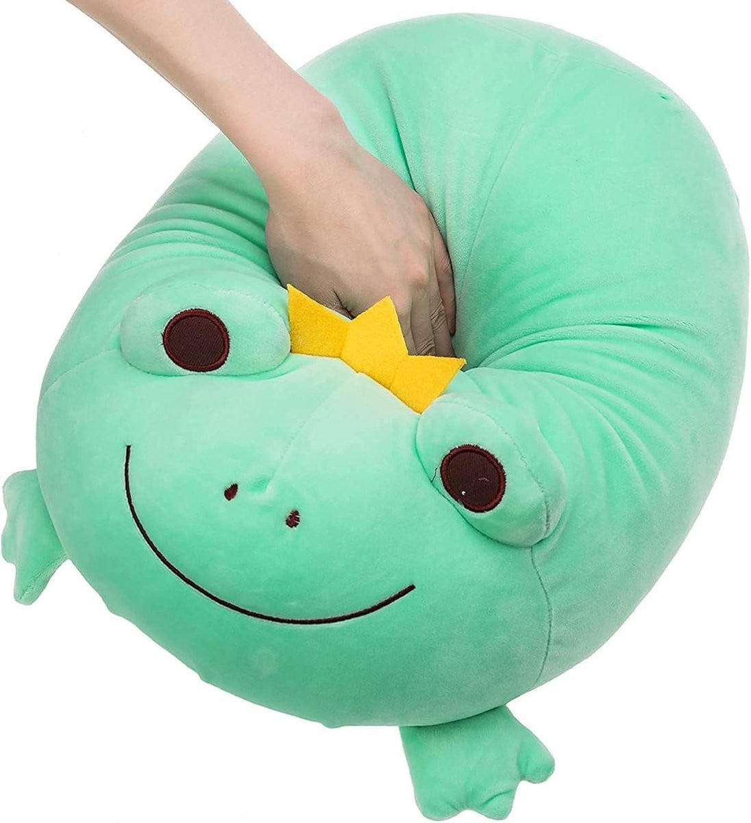Groen Pluche Kikker Kussen - Zacht Knuffelkussen van Polyester - 42 cm