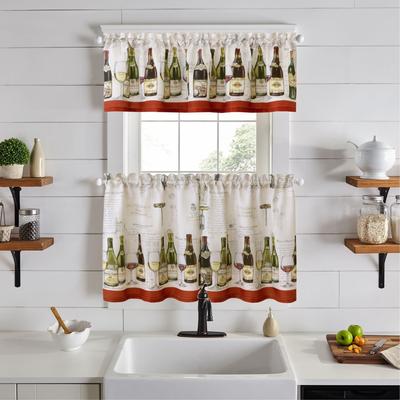 Threadmade Wine Tasting 3-Piece Kitchen Curtain Tier Set & Valance