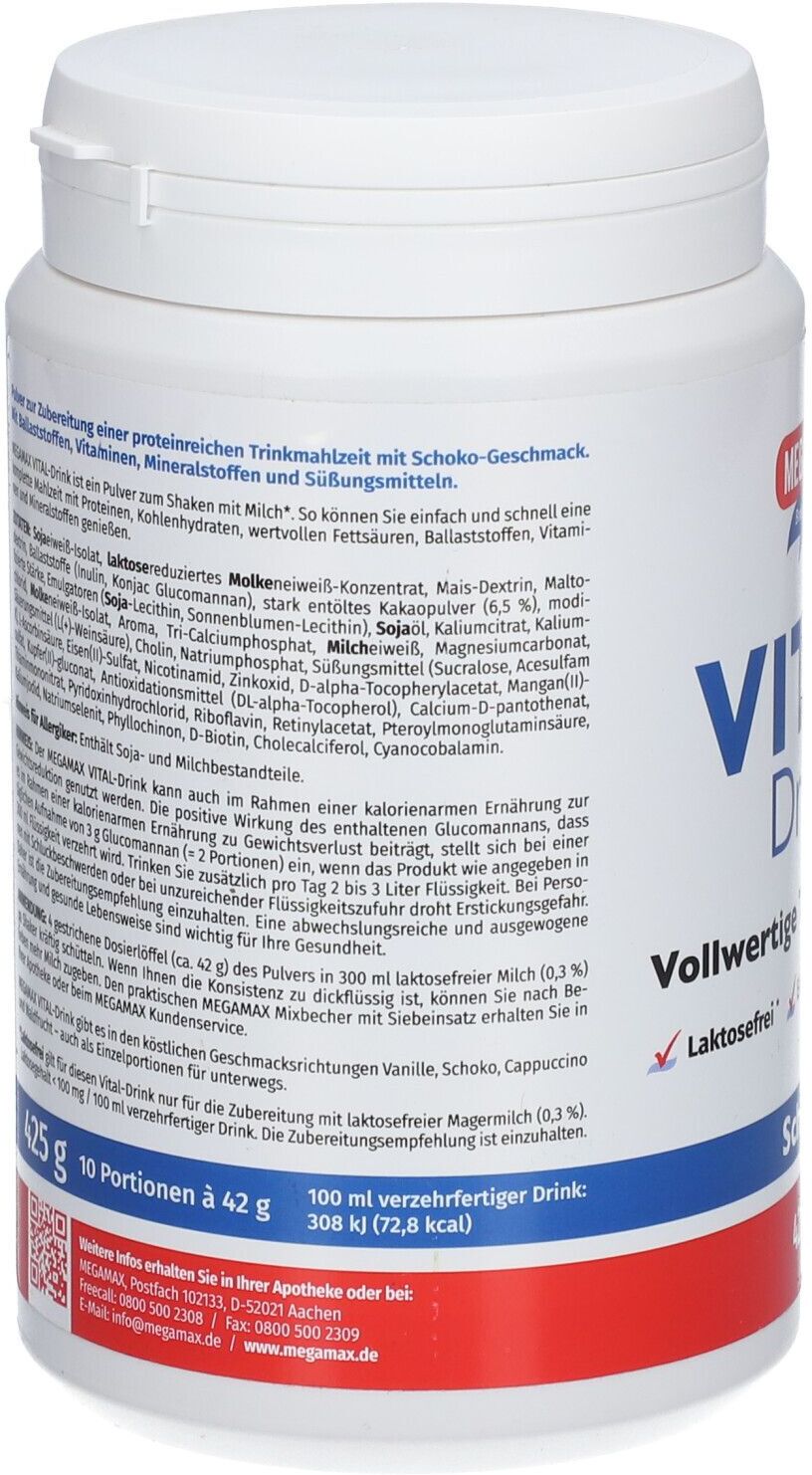 Megamax Vital Drink Schoko Pulver 425 g