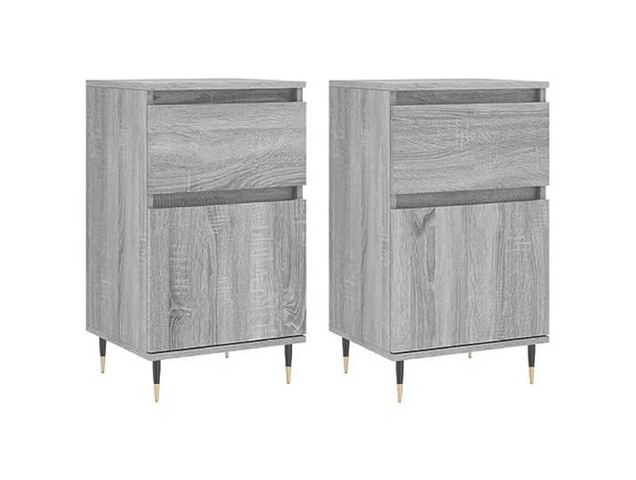 GHVBNMF 2er Set Sideboard Grau Sonoma 40x35x70 cm Holzwerkstoff Kompakt strukturiertes Design für Wohnzimmer und Schlafzimmer mit stabiler Konstruktion und robuster Eisenbasis.