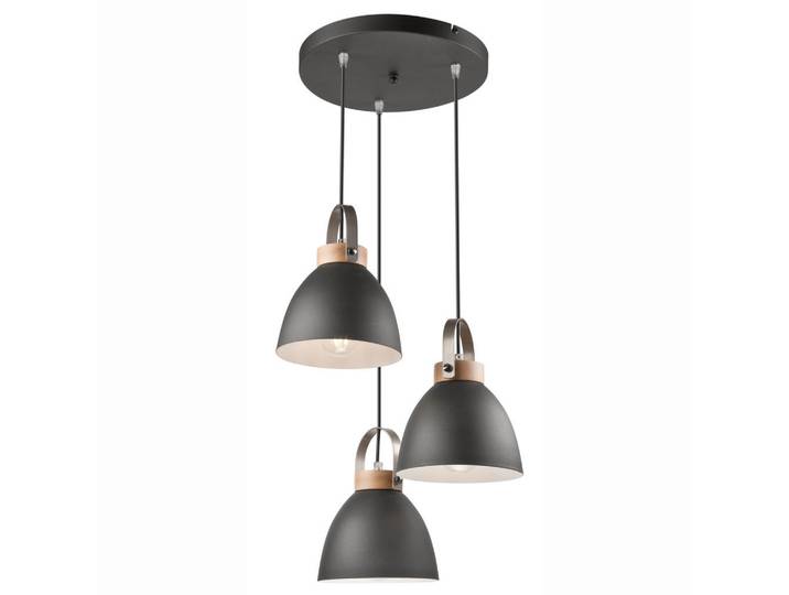Pendelleuchte Danielle, Graphitfarben, Holz, Metall, Buche, Hartholz, 79 cm, Made in Europe, Europäischer Sicherheitsstandard, beliebig kürzbar, Lampen & Leuchten, Innenbeleuchtung, Hängeleuchten, Pendelleuchten