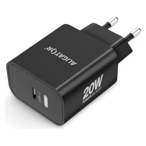 Aligator Chytrá síťová nabíječka Power Delivery, USB-C/USB-C kabel, černá (20 W, 1 Port) (CHPD0013)
