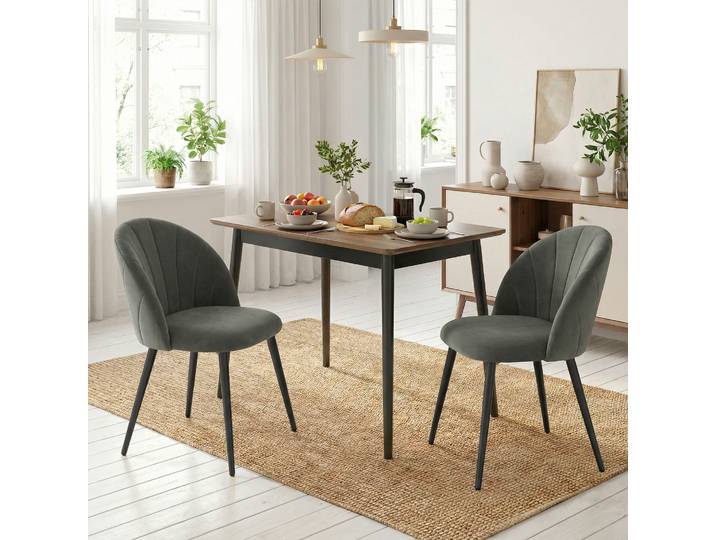 HOMCOM Lot de 2 Chaises Rembourrées Salle à Manger Gris