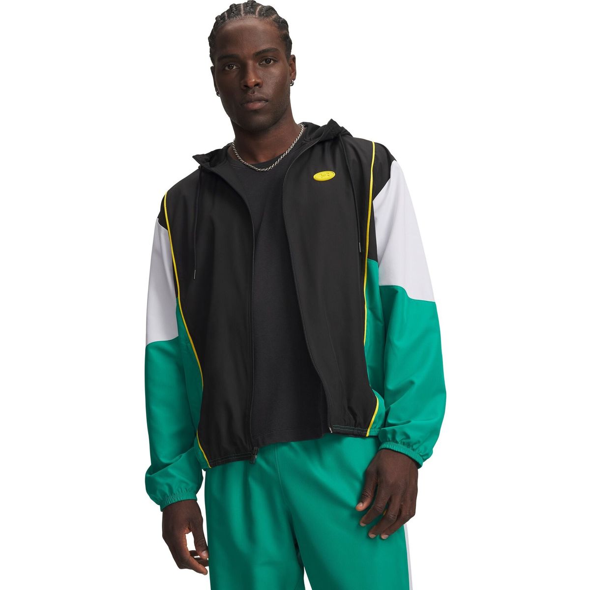 Under Armour Rival Woven CB Jacket black zeppelin yellow (008) XL 6013415-008-XL