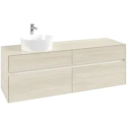 Villeroy & Boch Waschbeckenunterschrank Collaro, Eckig White Oak, 1600x548x500mm, mit Beleuchtung und SoftClosing, Smarthome-fähig