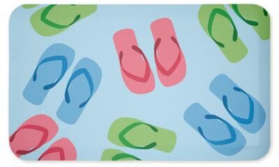 "Stupell Summer Flip Flop & Stripe Designs Kitchen Mat Design By Lil' Rue, 18x30 - 18"" x 30"""