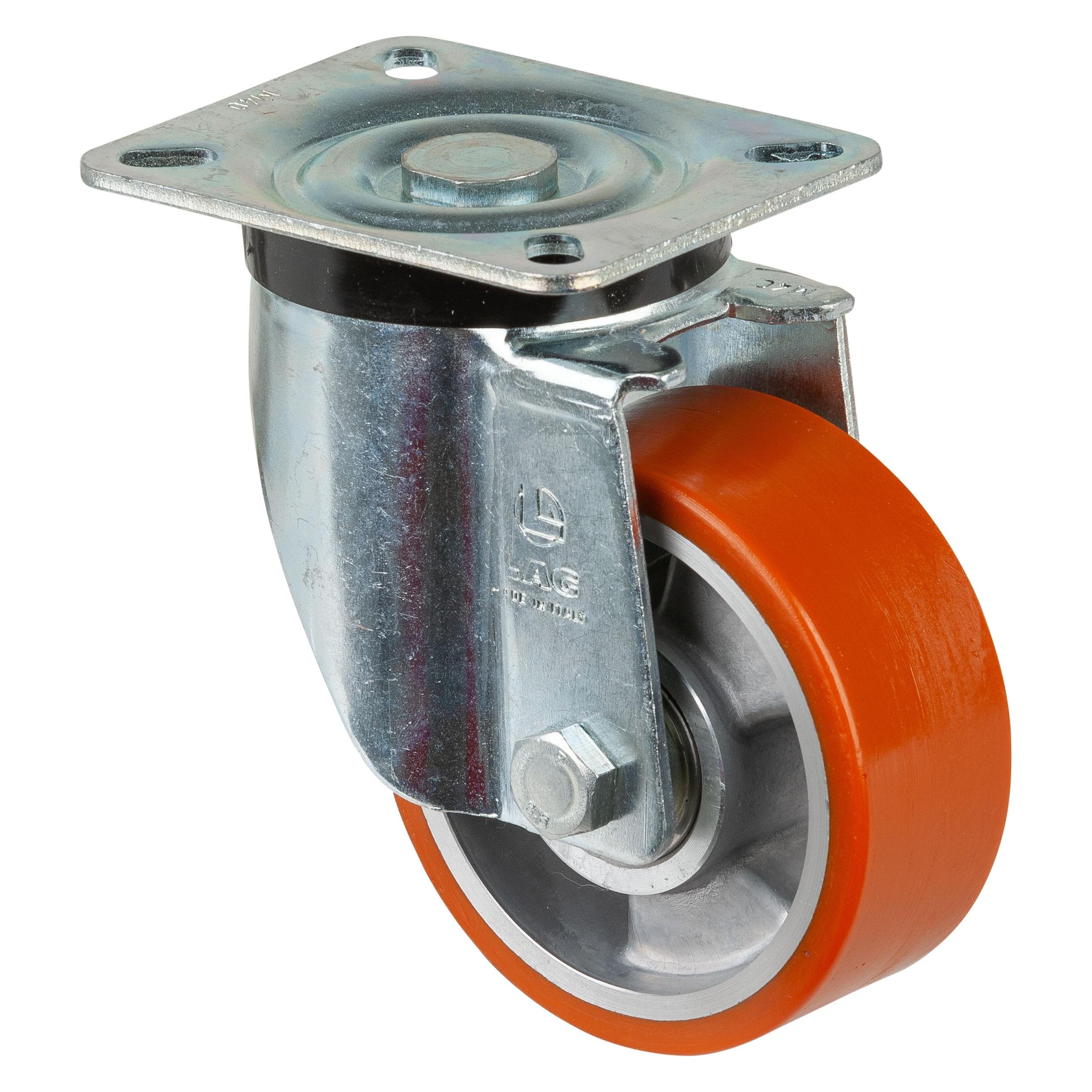 Magni BS Rollen N100.B90.102 Schwerlastrolle, Lenkrolle, Ø 100 mm, Anschraubplatte, Polyurethanrad, Radkör (228235)