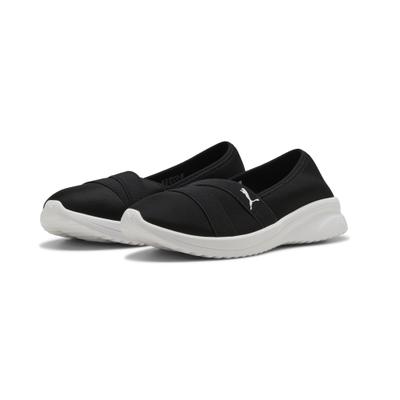 Ballerina PUMA "Adelina 2 Sneakers Damen", Damen, Gr. 37, Textil, schwarz-weiß (schwarz, weiß), Obermaterial: Textil. Futter: Textil. Innensohle: Textil. Laufsohle: Synthetik, Schuhe Ballerina